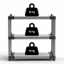 Etagères - Mongardi : Étagère en résine à 3 niveaux, Facile à monter, Résistante, Charge maximale 50 kg, Système modulaire, Intérieur et Extérieur, 80L × 39,5P × 85H cm, Gris et Noir - MONGARDI