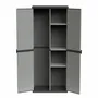 Etagères - Mongardi : Armoire à balais en résine avec deux portes, Facile à monter, Système modulaire, Intérieur et Extérieur, 68L × 38,5P × 165H cm, Gris et Noir - MONGARDI