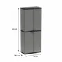 Etagères - Mongardi : Armoire à balais en résine avec deux portes, Facile à monter, Système modulaire, Intérieur et Extérieur, 68L × 38,5P × 165H cm, Gris et Noir - MONGARDI
