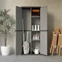 Etagères - Mongardi : Armoire à balais en résine avec deux portes, Facile à monter, Système modulaire, Intérieur et Extérieur, 68L × 38,5P × 165H cm, Gris et Noir - MONGARDI