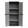 Etagères - Mongardi : Armoire à 3 niveaux en résine avec deux portes, Facile à monter, Système modulaire, Intérieur et Extérieur, 68L × 38,5P × 165H cm, Gris et Noir - MONGARDI