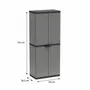 Etagères - Mongardi : Armoire à 3 niveaux en résine avec deux portes, Facile à monter, Système modulaire, Intérieur et Extérieur, 68L × 38,5P × 165H cm, Gris et Noir - MONGARDI
