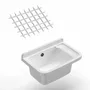 Lavabos - Mongardi : Évier multifonction en résine avec grille, Fixation murale, Résistant aux acides, Intérieur et Extérieur, 50L × 33,5P × 24H cm, Blanc - MONGARDI