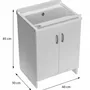 Lavabos - Mongardi : Meuble évier-lavoir en bois avec bac en résine, Pré-perçable pour installer un robinet, Résistant aux acides, Intérieur, 60L × 50P × 85H cm, Blanc - MONGARDI