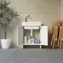 Lavabos - Mongardi : Meuble évier-lavoir en bois avec bac en résine, Pré-perçable pour installer un robinet, Résistant aux acides, Intérieur, 60L × 50P × 85H cm, Blanc - MONGARDI