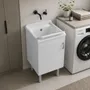 Sinks - Mongardi: Star Wooden Utility Sink Cabinet with Feet and Resin Tub, Pre-Drilled for Tap Installation, Acid-Resistant, Indoor, 46W × 51D × 85H cm, White - MONGARDI