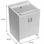 Sinks - Mongardi: Wooden Utility Sink Cabinet with Resin Tub, Pre-Drilled for Tap Installation, Acid-Resistant, Indoor, 60W × 60D × 85H cm, White - MONGARDI