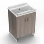 Lavabos - Mongardi : Meuble évier-lavoir en bois avec bac en résine, Pré-perçable pour installer un robinet, Résistant aux acides, Intérieur, 60L × 50P × 85H cm, Chêne - MONGARDI