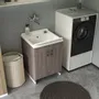 Lavabos - Mongardi : Meuble évier-lavoir en bois avec bac en résine, Pré-perçable pour installer un robinet, Résistant aux acides, Intérieur, 60L × 50P × 85H cm, Chêne - MONGARDI