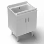 Sinks - Mongardi: Star Wooden Utility Sink Cabinet with Feet and Resin Tub, Pre-Drilled for Tap Installation, Acid-Resistant, Indoor, 61W × 51D × 85H cm, White - MONGARDI