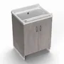 Lavabos - Mongardi : Meuble évier-lavoir en bois avec bac en résine, Pré-perçable pour installer un robinet, Résistant aux acides, Intérieur, 60L × 50P × 85H cm, Gris Bronx - MONGARDI