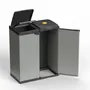 Etagères - Mongardi : Meuble porte-sac Mono en résine, Facile à monter, Deux portes, Avec couvercle et cadre de maintien du sac, Adapté aux sacs de 80 à 110 L, 68L × 38P × 87H cm, Noir et Gris - MONGARDI