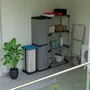 Etagères - Mongardi : Armoire à 3 niveaux en résine avec une porte, Facile à monter, Système modulaire, Intérieur et Extérieur, 34L × 38,5P × 165H cm, Gris et Noir - MONGARDI
