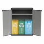 Etagères - Mongardi : Armoire en résine à deux portes pour le tri sélectif, Facile à monter, Compacte, Système modulaire, Intérieur et Extérieur, 68L × 38,5P × 85H cm, Gris et Noir - MONGARDI