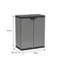 Etagères - Mongardi : Armoire en résine à deux portes pour le tri sélectif, Facile à monter, Compacte, Système modulaire, Intérieur et Extérieur, 68L × 38,5P × 85H cm, Gris et Noir - MONGARDI
