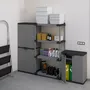 Etagères - Mongardi : Armoire en résine à deux portes pour le tri sélectif, Facile à monter, Compacte, Système modulaire, Intérieur et Extérieur, 68L × 38,5P × 85H cm, Gris et Noir - MONGARDI