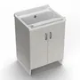 Lavabos - Mongardi : Meuble évier-lavoir en bois avec bac en résine, Pré-perçable pour installer un robinet, Résistant aux acides, Intérieur, 60L × 50P × 85H cm, Gris Manhattan - MONGARDI