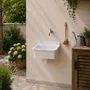Sinks - Mongardi: Resin Utility Sink, Wall-Mounted, Acid-Resistant, Indoor and Outdoor, 39W × 39D × 24H cm, White - MONGARDI