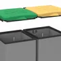 Etagères - Mongardi : Porte-sac 4'Otto en résine, Facile à monter, Modulaire, Avec couvercle et cadre de maintien du sac, Adapté aux sacs de 80 à 110 L, 32L × 35P × 80H cm, Gris et Vert - MONGARDI