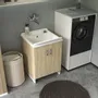 Lavabos - Mongardi : Meuble évier-lavoir en bois avec bac en résine, Pré-perçable pour installer un robinet, Résistant aux acides, Intérieur, 60L × 50P × 85H cm, Orme - MONGARDI