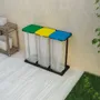Etagères - Mongardi : Porte-sac Mr. B Tris en résine, Facile à monter, Avec couvercle et cadre de maintien du sac, Adapté aux sacs de 80 à 110 L, 97L × 36P × 80H cm, Noir, Vert, Jaune et Bleu - MONGARDI