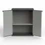 Etagères - Mongardi : Armoire en résine avec deux portes et une étagère, Facile à monter, Compacte, Système modulaire, Intérieur et Extérieur, 68L × 38,5P × 85H cm, Gris et Noir - MONGARDI