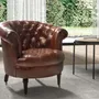 Fauteuils - Fauteuil Chester en cuir marron cognac - ANGEL CERDÁ