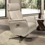 Armchairs - Swivel recliner armchair in pearl grey leather - ANGEL CERDÁ