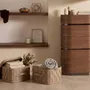 Baskets - Rectangular decorative storage basket in dark mink regenerated leather with lid - ANGEL CERDÁ