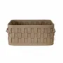Baskets - Rectangular decorative storage basket in dark mink regenerated leather with lid - ANGEL CERDÁ