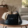 Baskets - Square decorative storage basket in dark blue regenerated leather with lid - ANGEL CERDÁ