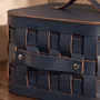 Baskets - Square decorative storage basket in dark blue regenerated leather with lid - ANGEL CERDÁ