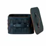 Baskets - Square decorative storage basket in dark blue regenerated leather with lid - ANGEL CERDÁ