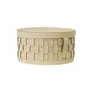 Corbeilles - Panier de rangement décoratif rond en cuir régénéré couleur sable avec couvercle - ANGEL CERDÁ