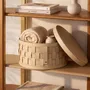 Corbeilles - Panier de rangement décoratif rond en cuir régénéré couleur sable avec couvercle - ANGEL CERDÁ