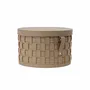 Corbeilles - Panier de rangement décoratif rond en cuir régénéré vison foncé avec couvercle - ANGEL CERDÁ
