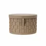 Corbeilles - Panier de rangement décoratif rond en cuir régénéré vison foncé avec couvercle - ANGEL CERDÁ