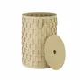 Corbeilles - Panier de rangement décoratif cylindrique en cuir régénéré couleur sable avec couvercle - ANGEL CERDÁ