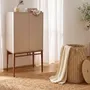 Corbeilles - Panier de rangement décoratif cylindrique en cuir régénéré couleur sable avec couvercle - ANGEL CERDÁ