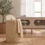 Corbeilles - Panier de rangement décoratif cylindrique en cuir régénéré couleur sable avec couvercle - ANGEL CERDÁ