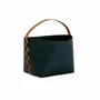 Baskets - Rectangular decorative storage basket in dark blue regenerated leather with handle - ANGEL CERDÁ