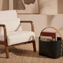 Baskets - Rectangular decorative storage basket in dark blue regenerated leather with handle - ANGEL CERDÁ