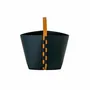Baskets - Rectangular decorative storage basket in dark blue regenerated leather with handle - ANGEL CERDÁ
