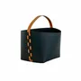 Baskets - Rectangular decorative storage basket in dark blue regenerated leather with handle - ANGEL CERDÁ