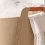 Baskets - Rectangular decorative storage basket in sand-coloured regenerated leather with handles - ANGEL CERDÁ