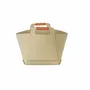 Baskets - Rectangular decorative storage basket in sand-coloured regenerated leather with handles - ANGEL CERDÁ