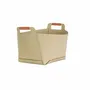 Baskets - Rectangular decorative storage basket in sand-coloured regenerated leather with handles - ANGEL CERDÁ