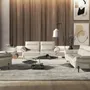Coffee tables - Square extendable coffee table in tempered glass and porcelain marble, gold-coloured steel and black steel - ANGEL CERDÁ