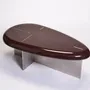 Tables for hotels - MASK Oval Coffee Table S - lacquered  top,Brushed Stainless Steel Base - DUISTT