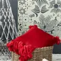 Plaids - Plaid Tender pompons Rubis 130 x 170 - MAISON VIVARAISE - SDE VIVARAISE WINKLER